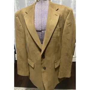 Ralph Lauren Mens 40R Faux Suede Jacket Sport Coat 2 Button Preppy Academia